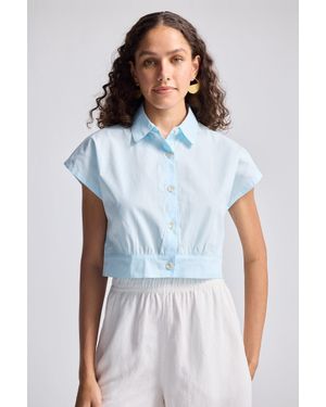 REISTOR Oversized Crop Shirt - Blue