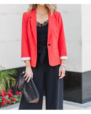 Kensie 3/4 Sleeve Crepe Blazer - Red