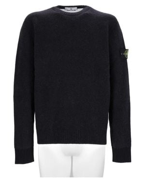 Stone Island Ribbed Alpaca-Blend Knit Sweater - Blue