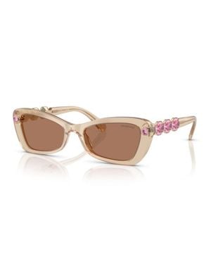 Swarovski Sunglasses Cat Eye Full Rim, Havana Frame And Dark Lens Sk6033100273 - Pink