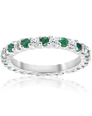 Pompeii3 1 1/2Ct Emerald Diamond Eternity Ring 14K Size Selectable - Green