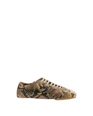 Dries Van Noten Snake Print Leather Sneakers - Brown