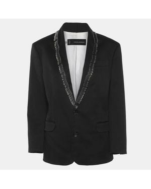 DSquared² Gabardine Fabric Safety Pin Collar Blazer - Black