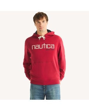 Nautica Pullover Fleece Hoodie - Red