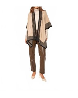 FRANK LYMAN Relaxed Fit Sleeveless Poncho - Natural