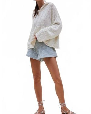 Free People Arya Textured Knit Hoodie - Gray