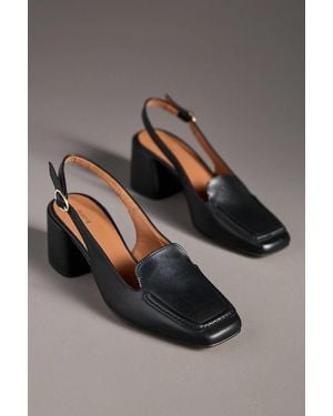 Maeve Slingback Loafer Block Heels - Gray
