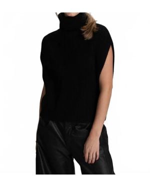 Archer Cashmere Hayes Sleeveless Cashmere Turtleneck Top - Black