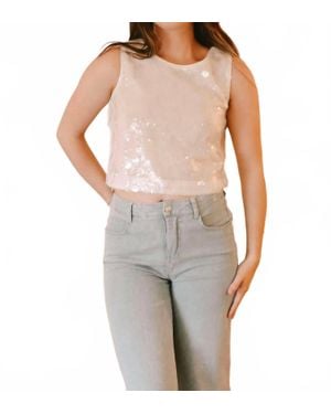 2.7 August Apparel Finding Seashells Sequin Top - Gray
