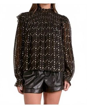 Elan Geo Print Mock Top - Black