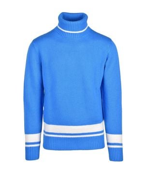 Kangra Light Cyclist Sweater With High Ribbed Turtleneck - Blue