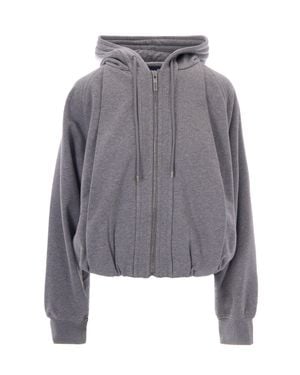 Sportmax Fashion Cotton-Blend Hoodie - Gray
