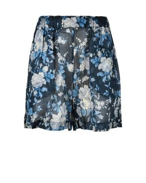 Semicouture Floral Cotton Shorts - Blue