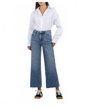 Kut From The Kloth Meg High Rise Fab Ab Wide Leg Raw Hem - Blue