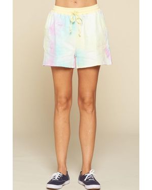 TRUEDAMES Fashnzfab Tie-Dye Printed Jersey Shorts - Yellow