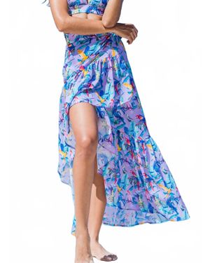 Lia Sahara Wrapover Pareo Skirt - Blue