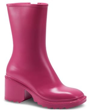 INC Everettp Block Heel Square Toe Mid-Calf Boots - Pink