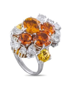 LB Exclusive Platinum And 18K 1.10Ct Diamond And Sapphire Ring Mf05-062926 - Orange
