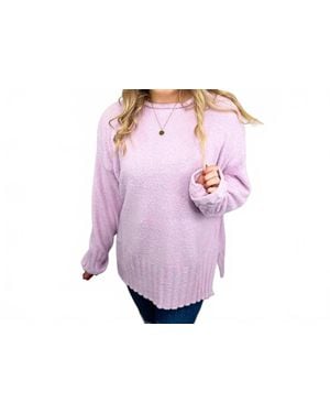 White Birch Cozy Weather Knit Long Sleeve Sweater Top - Purple