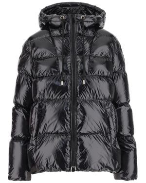 Pinko Shiny Puffer Jacket With Horizontal Quilted Padding - Black