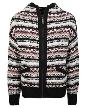 John Richmond Kervala Striped Zip-Up Wool Sweater - Black
