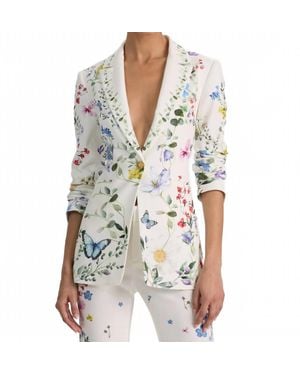Alice + Olivia Breann Printed Blazer - White