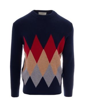 Ballantyne Argyle Crewneck Sweater - Blue