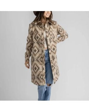 LIV OUTDOOR Shay Faux Wool Long Shacket - Multicolor