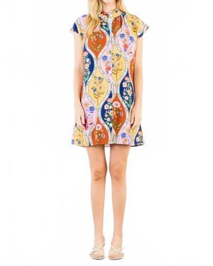 Thml Short Sleeve Button Down Floral Mini Dress - Red
