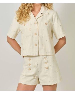 Mystree Patched Pockets Shirt Jacket - Natural