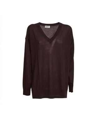 P.A.R.O.S.H. Linfa V-Neck Over Sweater - Brown