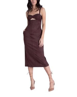 Karina Grimaldi Olivia Suede Midi Dress - Red