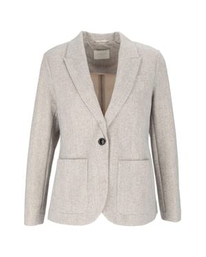 Circolo 1901 Textured Patch Pockets Regular-Fit Blazer - White