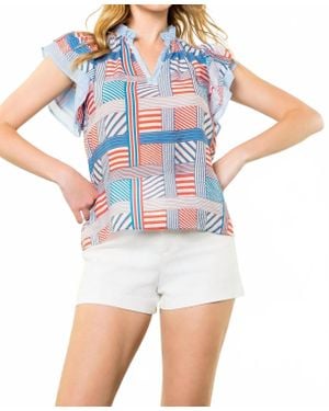 Thml Flutter Sleeve Striped Pattern Top - White