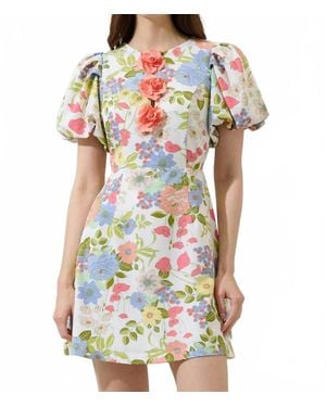 Sugarlips Rosette Bubble Sleeve Mini Dress - White