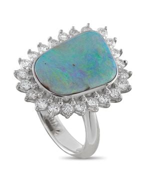 LB Exclusive Platinum 1.30 Ct Diamond And 8.79 Ct Opal Ring Mf10-052126 - Blue