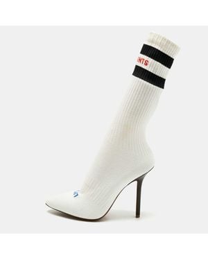 Vetements Knit Fabric Striped Sock Boots - White