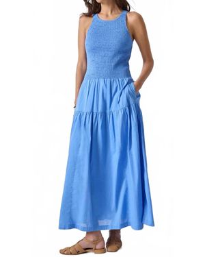 Lilla P Smocked Bodice Midi Dress - Blue