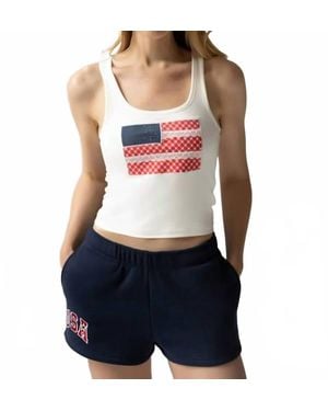 The Happy Camp3r Lace Flag May Tank Top - White