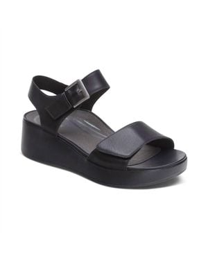 Aetrex Ariel Adjustable Quarter Strap Wedge - Black