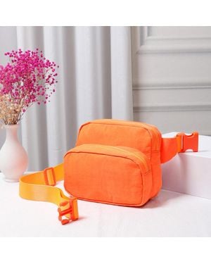 Fashnzfab Solid Nylon Sling Bag Fanny Pack Belt Bag - Orange