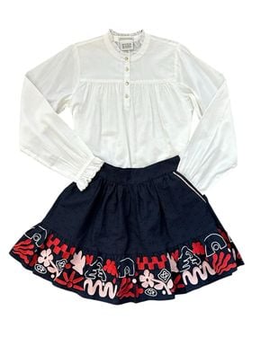 Scotch & Soda Girl's Jacquard Embroidered Skirt - White