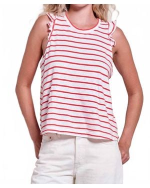 Sundry Ruffle Stripe Cami Top - Red