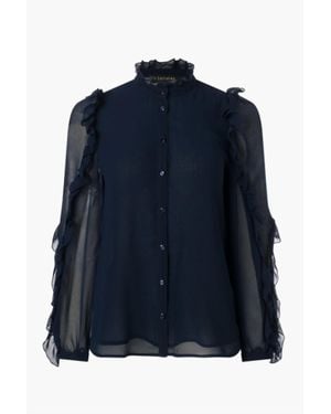 Iris Setlakwe Chiffon Ruffle Blouse - Blue