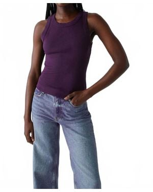 Michael Stars Gina Ribbed Crop Tank - Blue