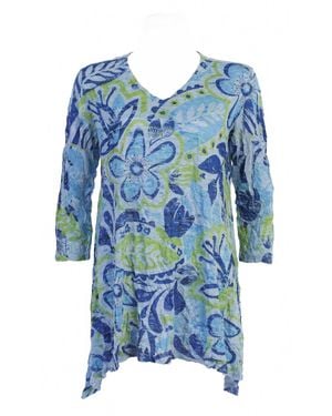 Jess & Jane Simply Crushed Melange Tunic - Blue