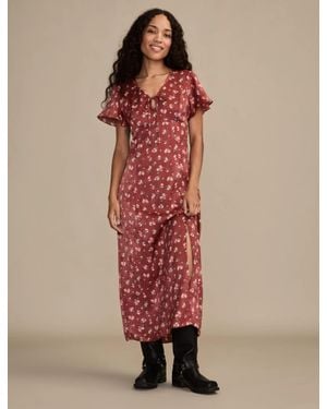 Lucky Brand Flutter Sleeve Midi Dress - Natural