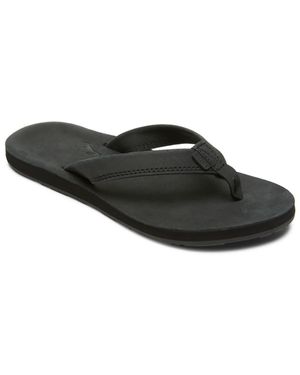 Roxy Solid Leather Thong Sandals - Black