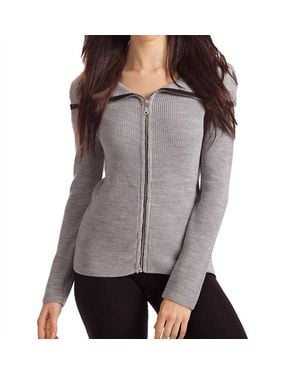 French Kyss Amaya Zip Front Cardigan - Gray