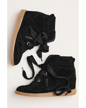 Bronx Jae-Yy Suede Wedge Sneakers - Black